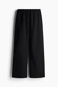 Straight linen-blend trousers