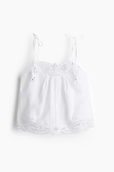Linen Top with Tie Shoulder Straps