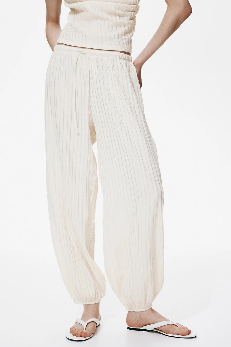 Textured Balloon-Leg Pants