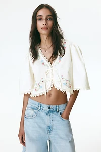 Cropped Embroidered Blouse
