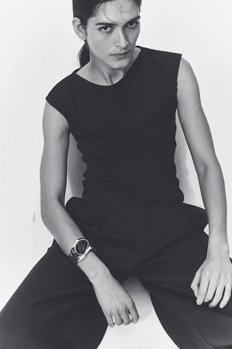 Draped Boat-Neck Top