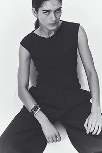 Draped Boat-Neck Top