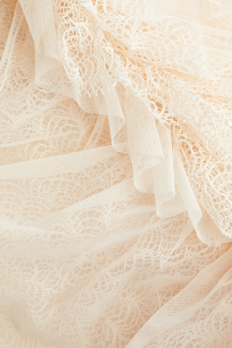 Ruffle-Trimmed Lace Dress