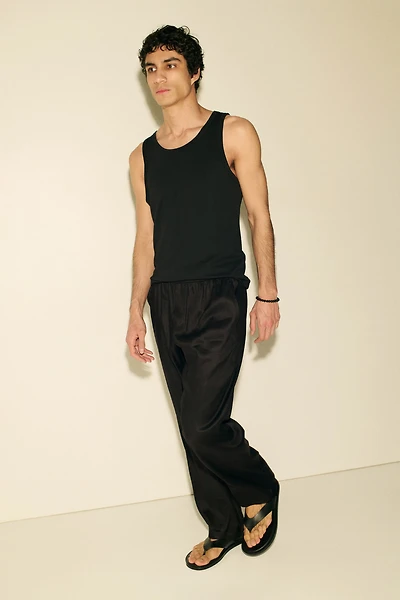 Easy Care Loose-Fit Linen-Blend Pants