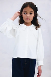 Cotton Blouse with Sailor Collar