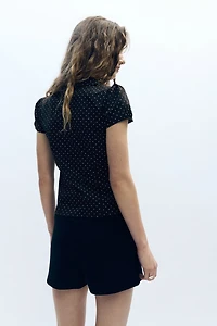 Button-Front Top with Collar