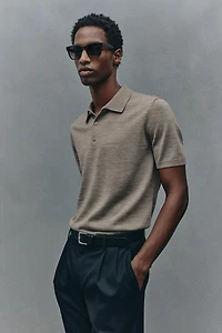 Polo près du corps en laine
