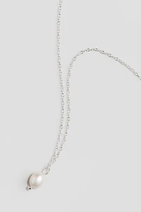 Sterling Silver Necklace with Pearl Pendant