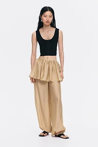 Balloon-Leg Pants with Layered Skirt