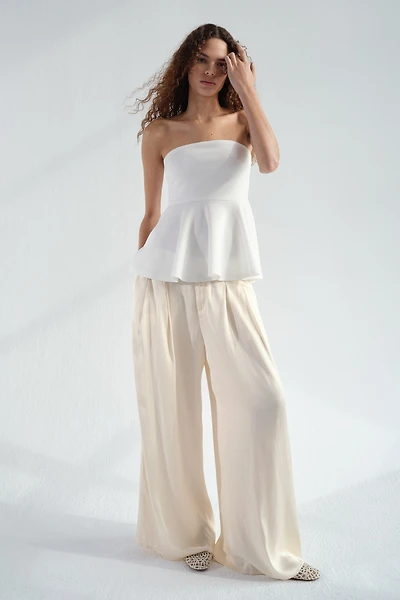 Pantalon large en satin