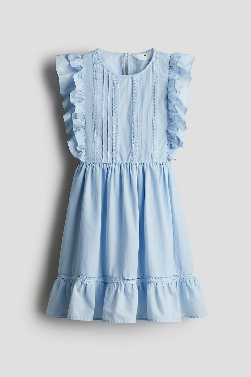 Flounce-Trimmed Cotton Dress