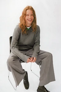 Cable-Knit Polo Shirt