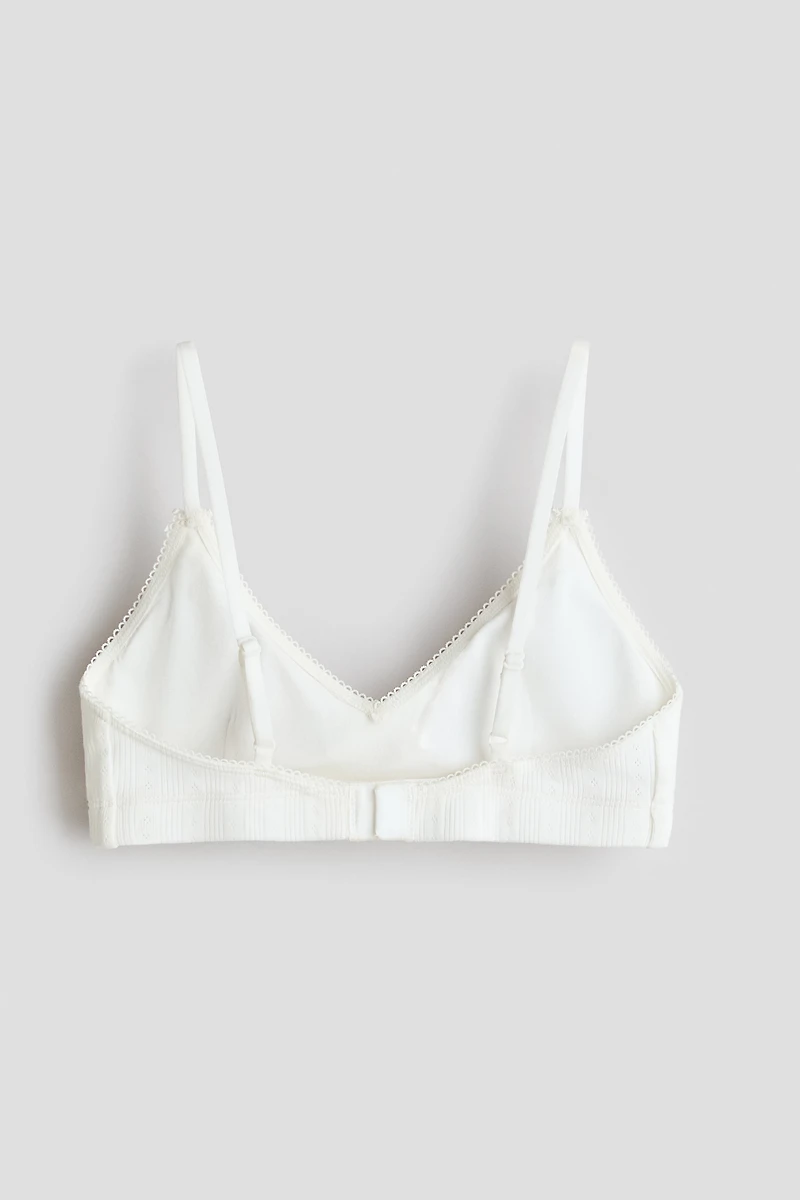 Padded Cotton Pointelle Crop Top