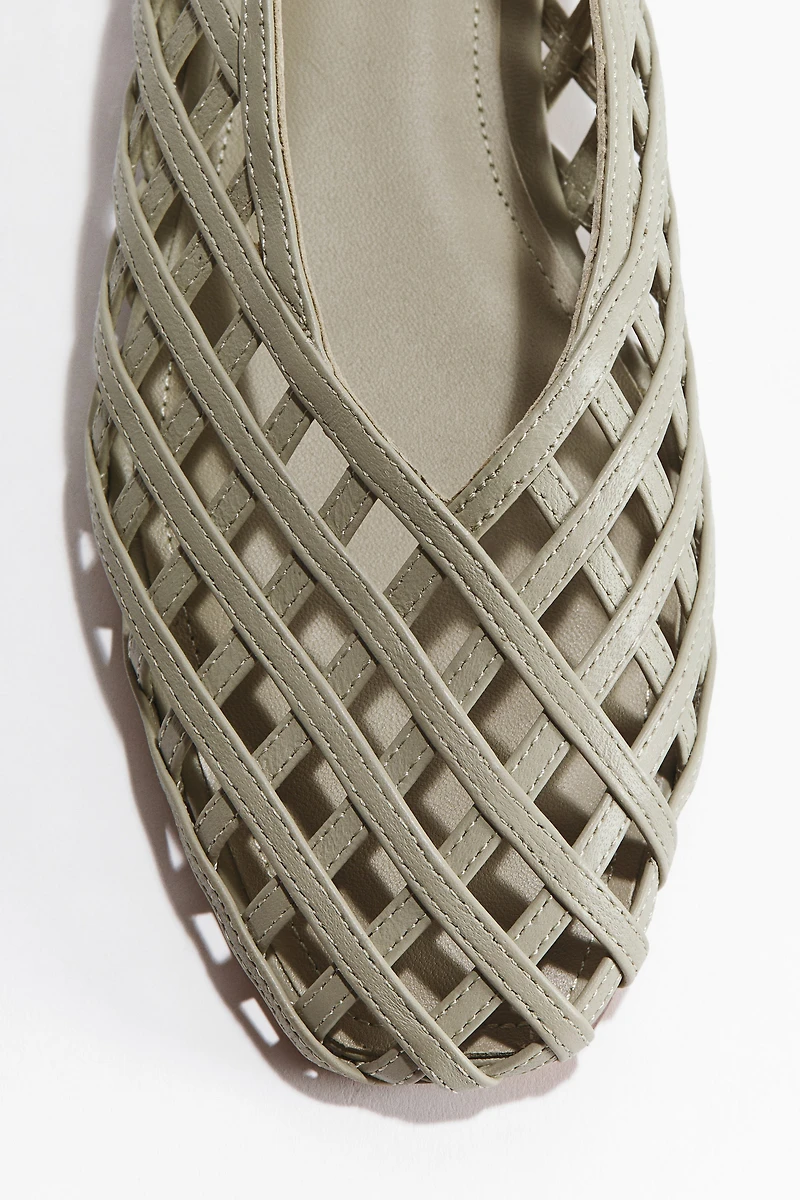 Braided-Look Leather Flats