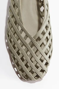 Braided-Look Leather Flats