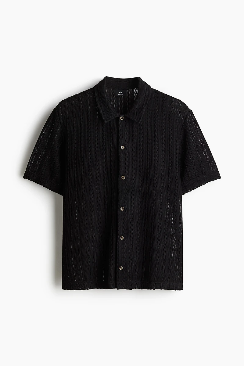 Regular Fit Crochet-Look Shirt