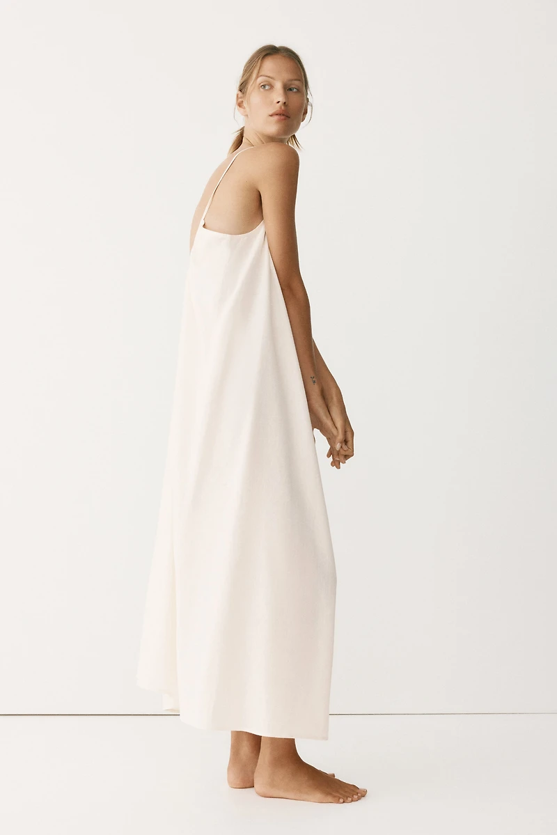 Linen-Blend Casual Dress