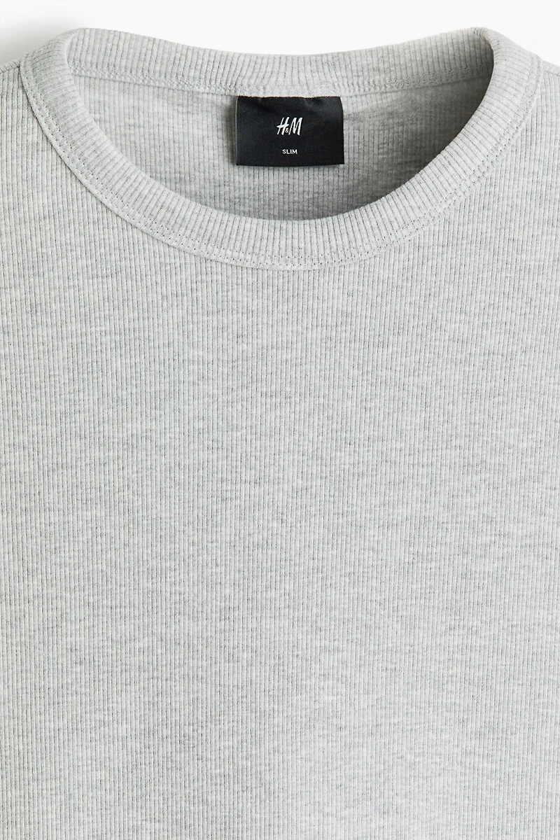 Slim-Fit Ribbed T-Shirt