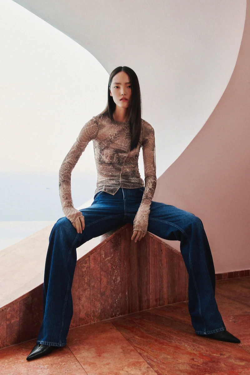 Haut en filet à effet drapé