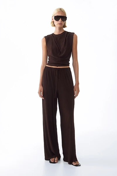 Pantalon froissé avec cordons de serrage