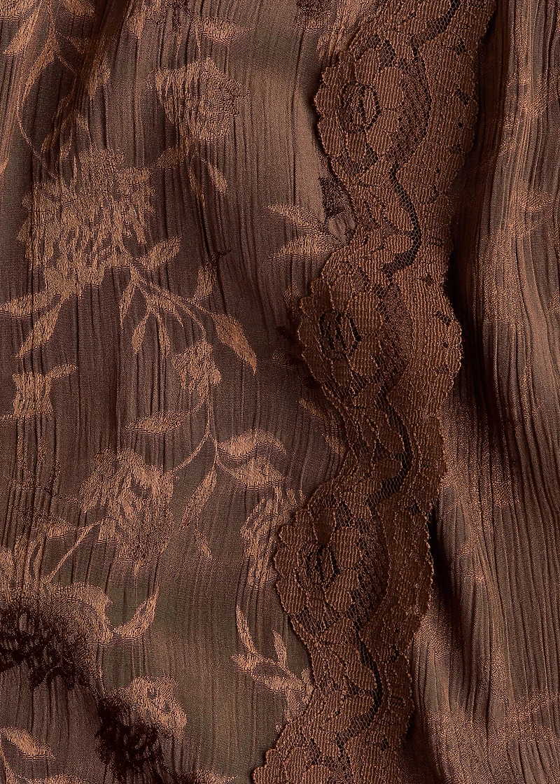 Lace-Trimmed Brocade Dress