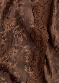 Lace-Trimmed Brocade Dress