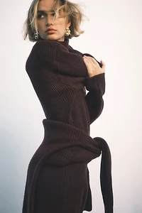 Rib-Knit Shoulder-Pad Dress