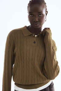 Cable-Knit Polo Shirt