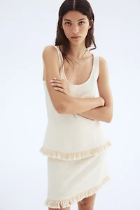 Bouclé Skirt with Fringe