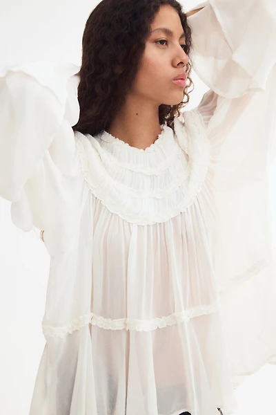 Ruffled Viscose Blouse