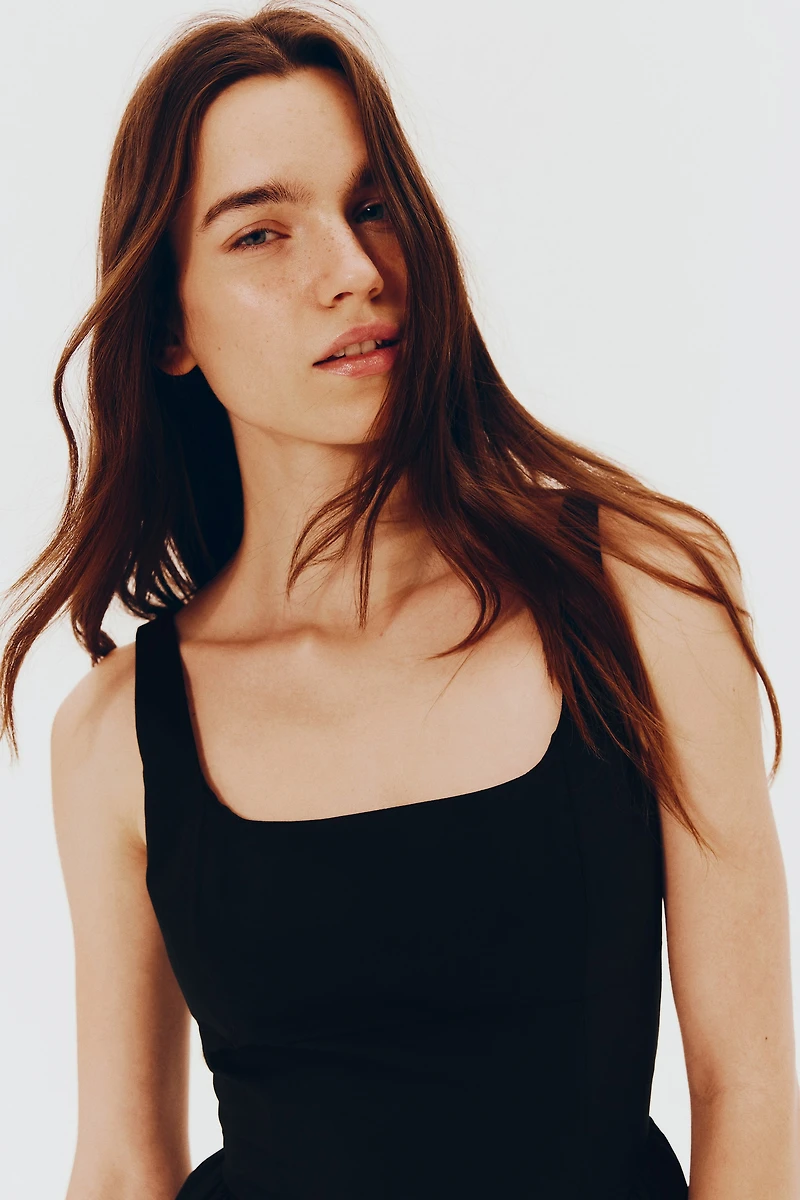Tie-Back Poplin Dress