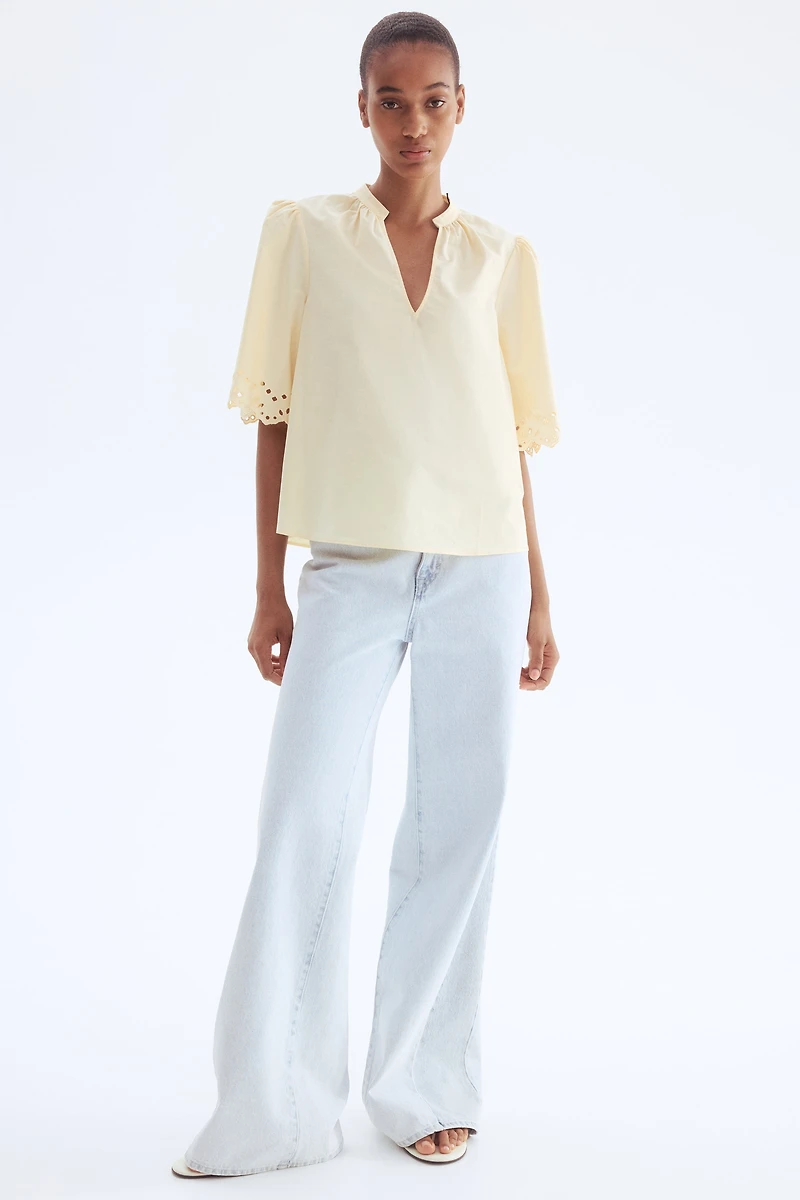 Eyelet-Embroidered Cotton Blouse