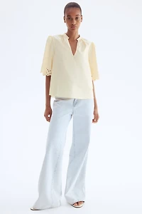 Eyelet-Embroidered Cotton Blouse