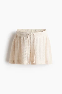 MAMA Pointelle-Knit Drawstring Shorts