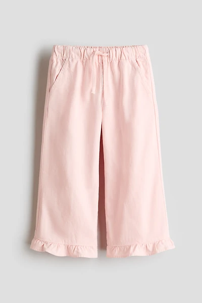Ruffle-Trimmed Cotton Pants