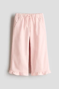 Ruffle-Trimmed Cotton Pants