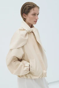 Linen-Blend Jacket with Scarf Collar