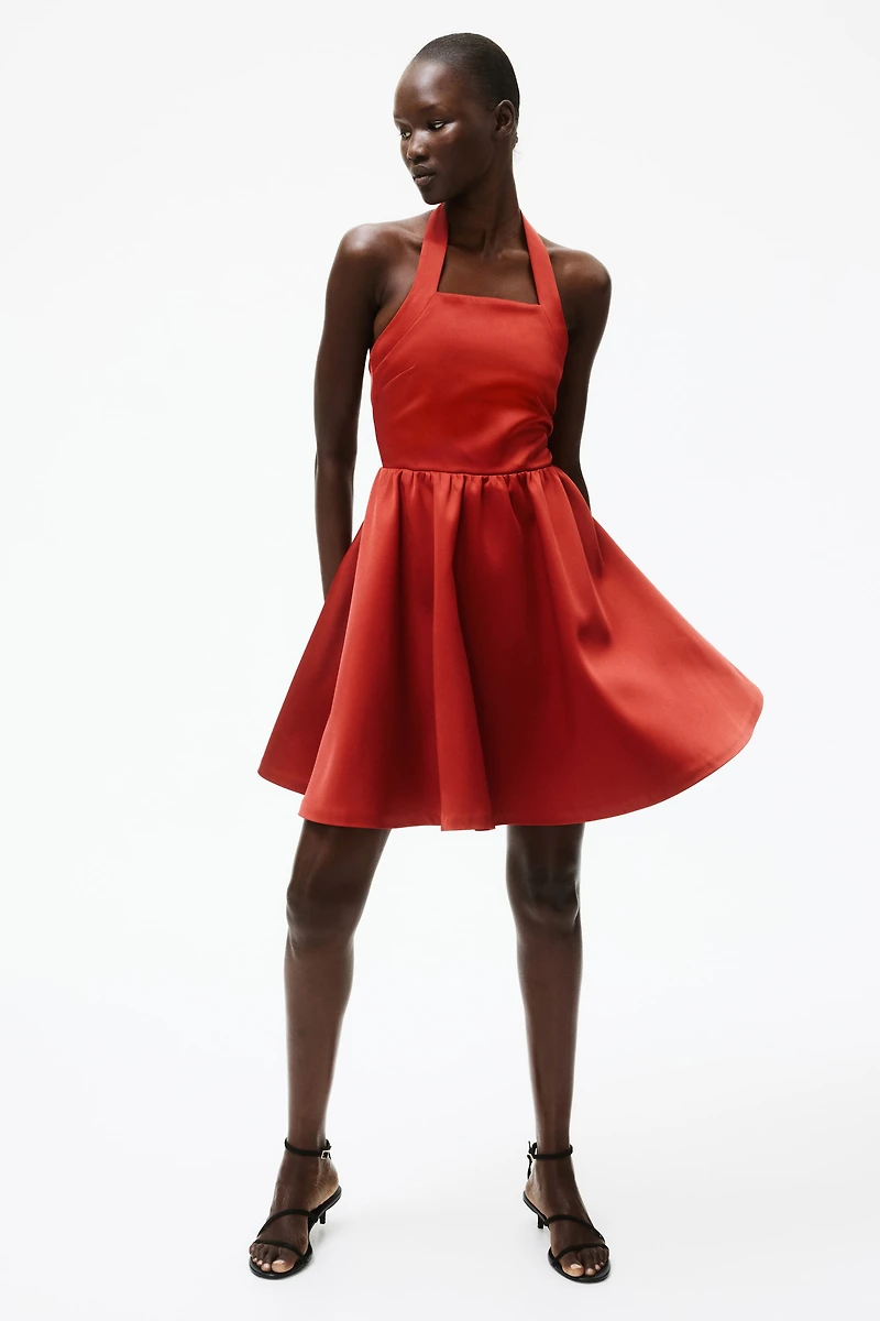 Circle-Skirt Halterneck Dress