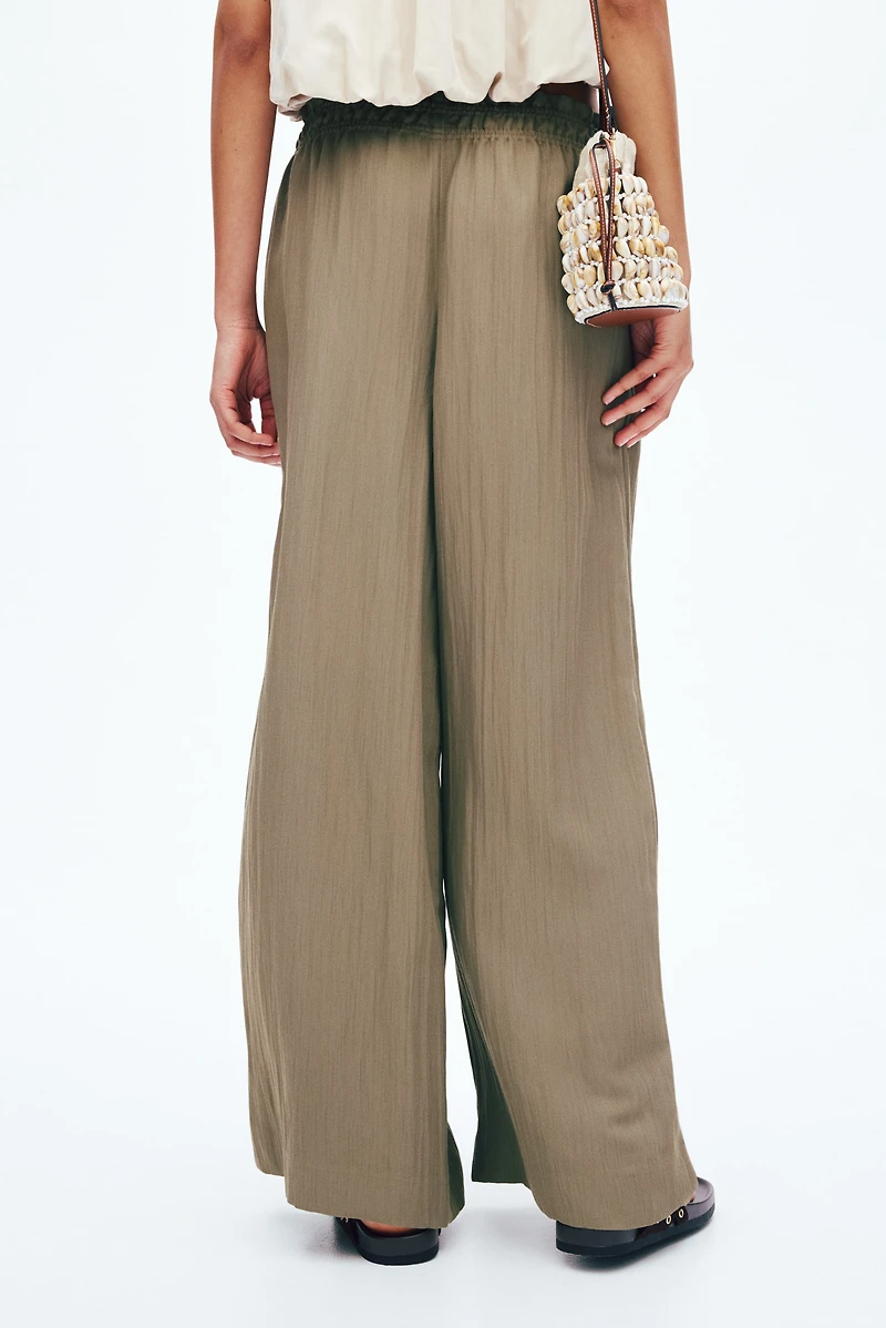 Wide-Leg Ruffle-Trimmed Pants