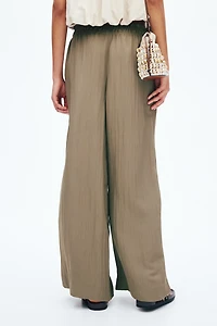 Wide-Leg Ruffle-Trimmed Pants