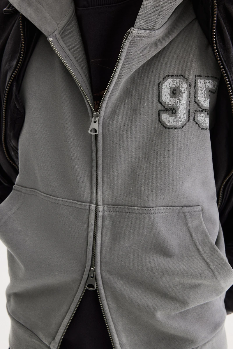 Veste kangourou carrée ample à fermeture éclair