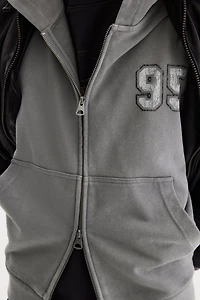 Veste kangourou carrée ample à fermeture éclair