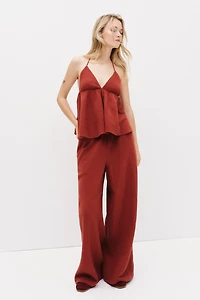 Pantalon droit en mousseline