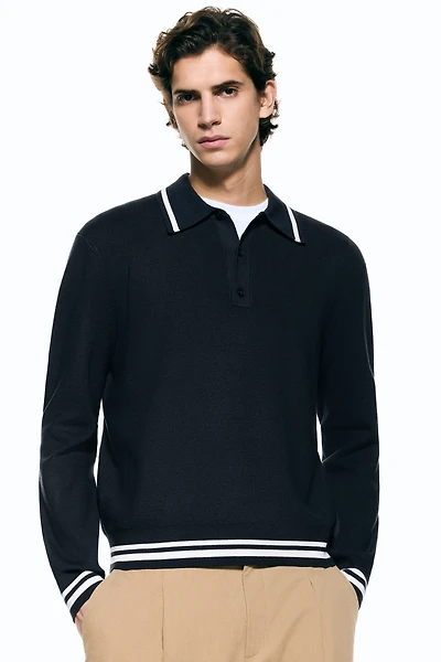 Relaxed-Fit Long-Sleeved Polo Shirt