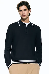 Relaxed-Fit Long-Sleeved Polo Shirt