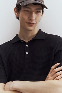 Regular Fit Textured-Knit Polo Shirt