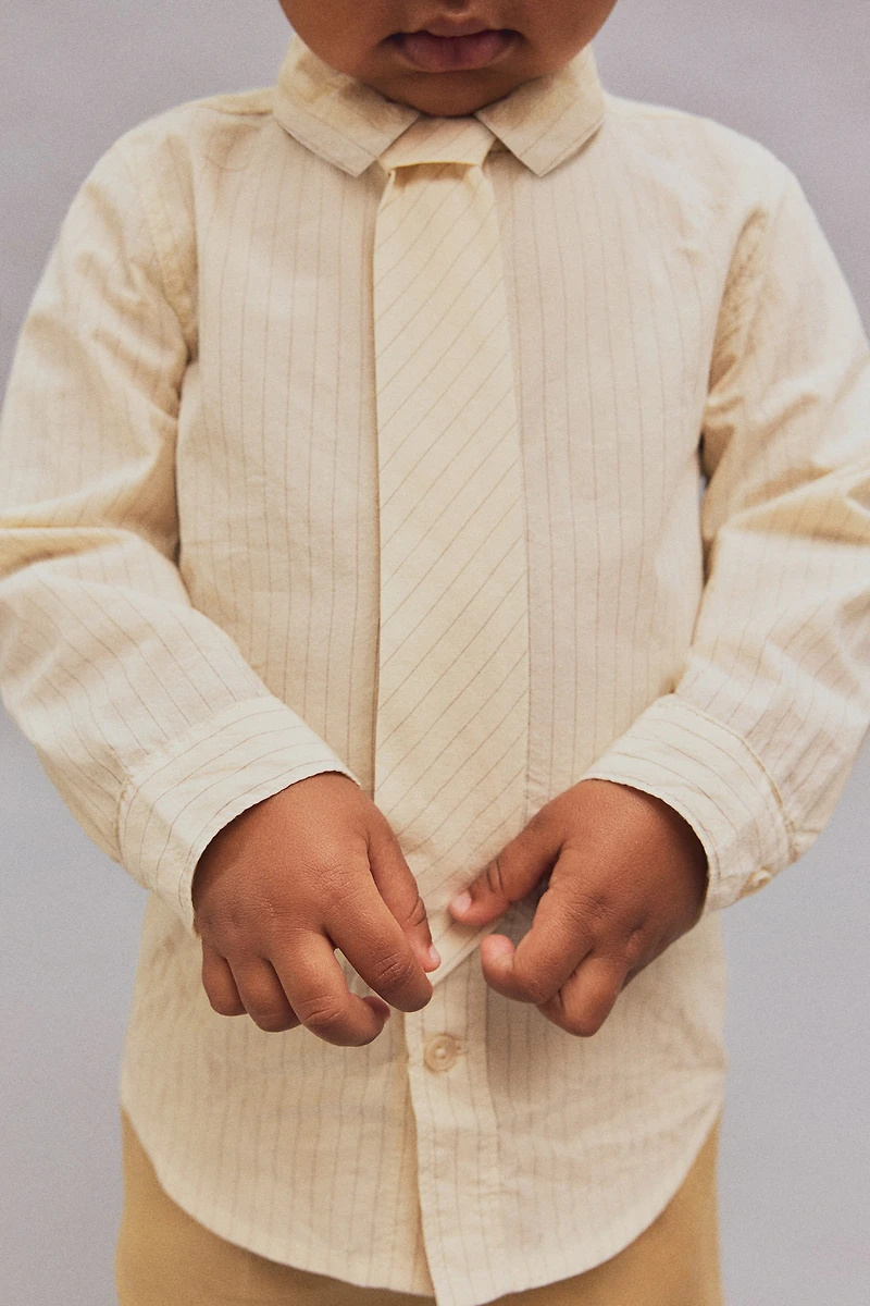 Ensemble 2 pièces en coton avec chemise et cravate