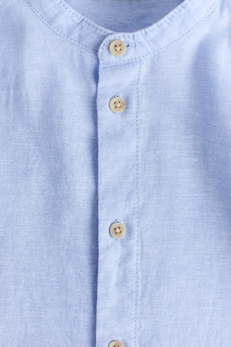 Chemise en lin mélangé avec col sans rabat