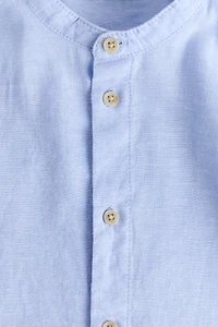 Chemise en lin mélangé avec col sans rabat