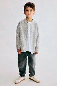 Cotton Band-Collar Shirt